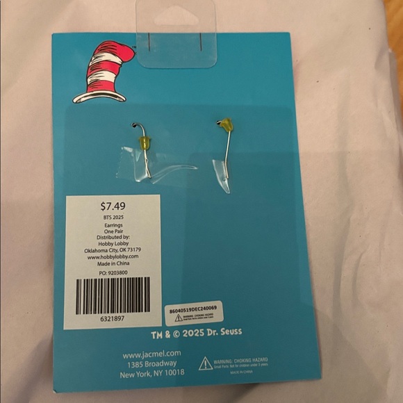 Dr. Seuss Red and Blue Cat in the Hat Earrings - Picture 2 of 3